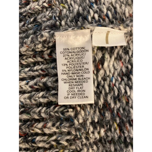 Loft Cardigan Sweater Chunky Oversized Medium Black White Variegated Knit - Picture 9 of 12